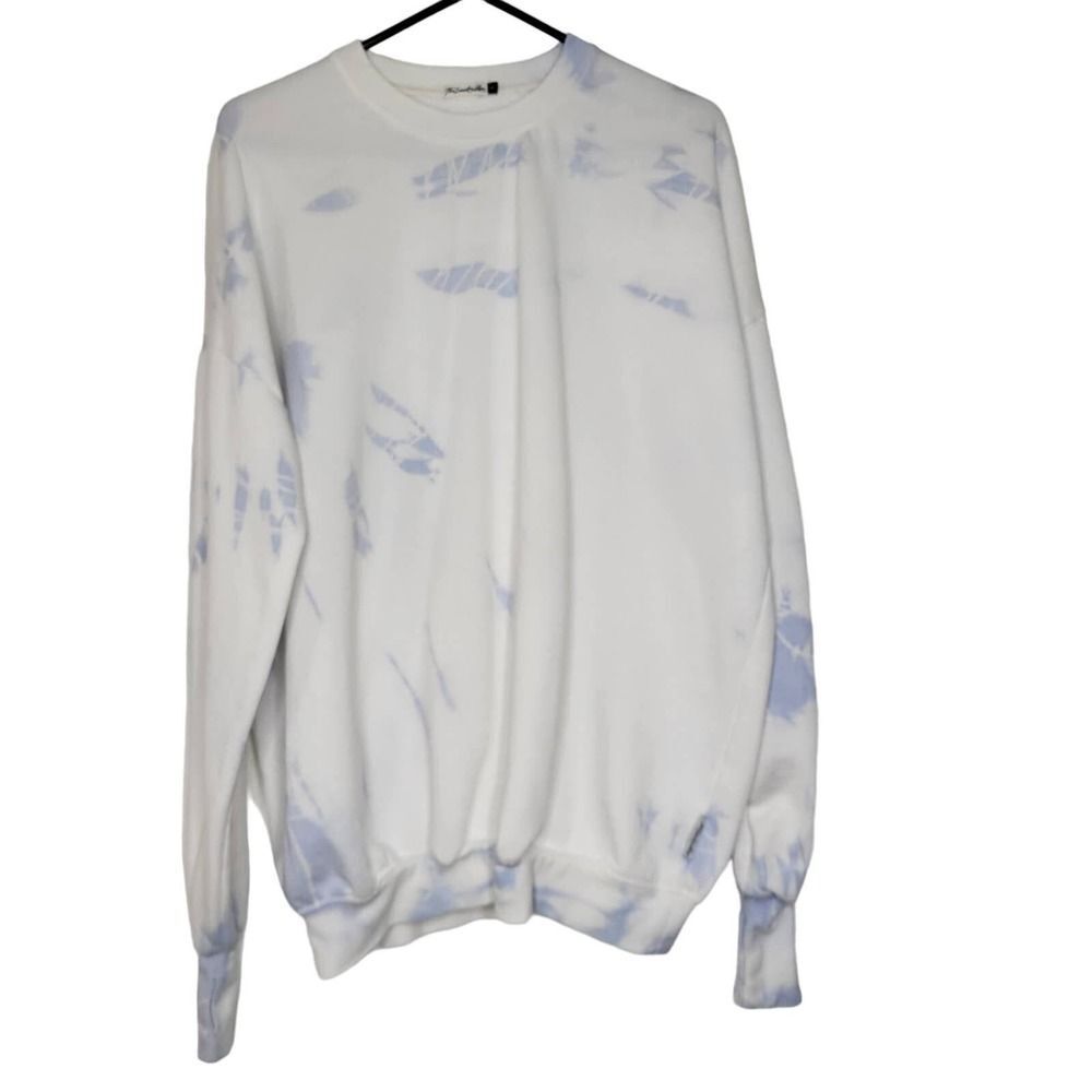 The Laundry Room White & Blue Tie Dye Oversized Crewneck Sweatshirt Pullover